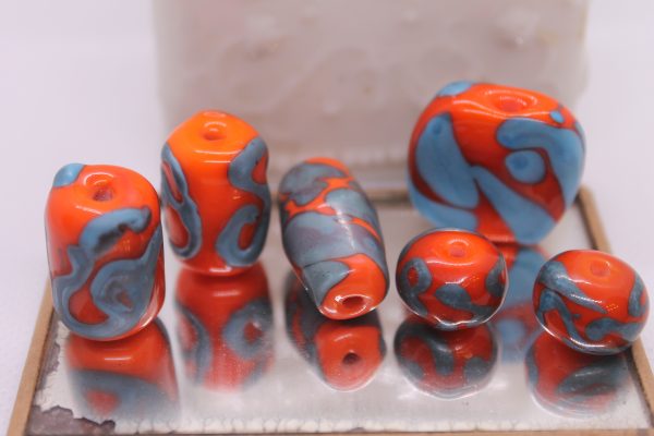 Etched Turquoise on Orange
