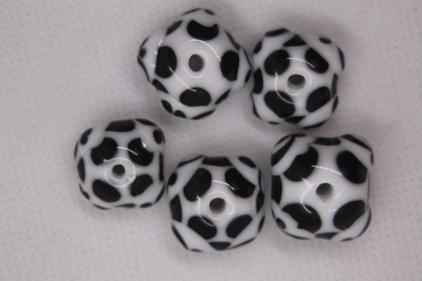 Black and White Pillow Lampwork Beads