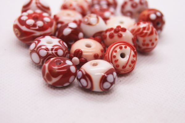 A Fun Collection of Red, White, and Pink Beads - Image 3