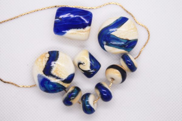 Beautiful Opaque and Transparent Blue on Light Ivory