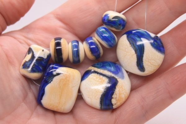 Beautiful Opaque and Transparent Blue on Light Ivory - Image 2