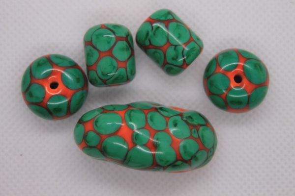 Bright Green Dots on Orange Base on a 24" chain - Image 4