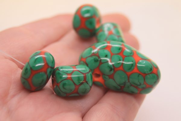 Bright Green Dots on Orange Base on a 24" chain - Image 2