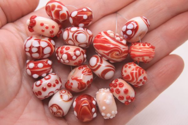 A Fun Collection of Red, White, and Pink Beads