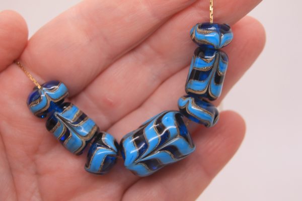 Rich Transparent Blue Base with Silvered Ivory and Opaque Light Blue - Image 2