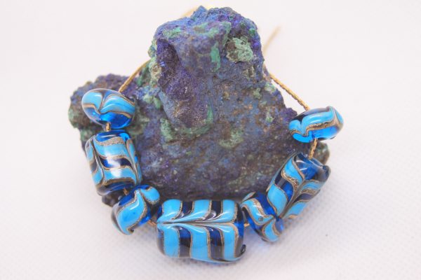 Rich Transparent Blue Base with Silvered Ivory and Opaque Light Blue