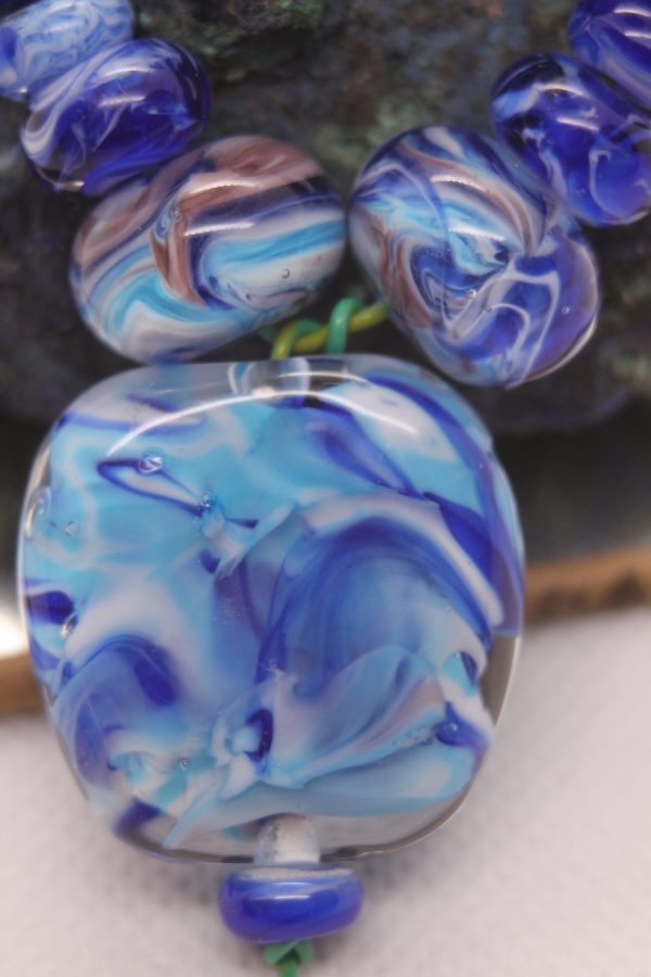 Blue, Blue and Blue on a 24" cord with matching earrings - Image 2