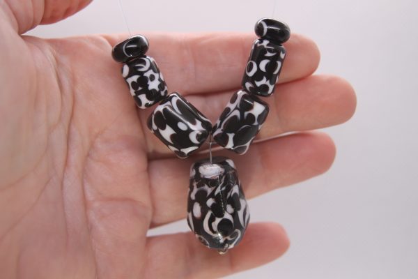 Black and White Dots on Dots on a 26" chain