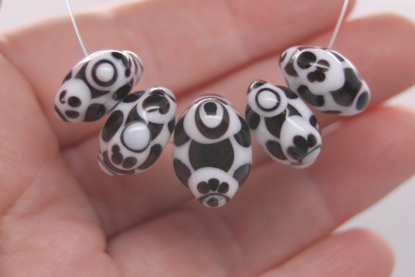 Black and White Pillow Lampwork Beads - Image 2