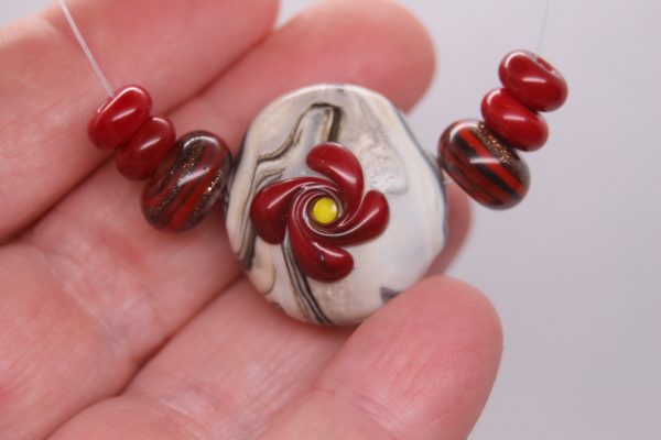 Green and Ivory with a Red Flower - Image 3