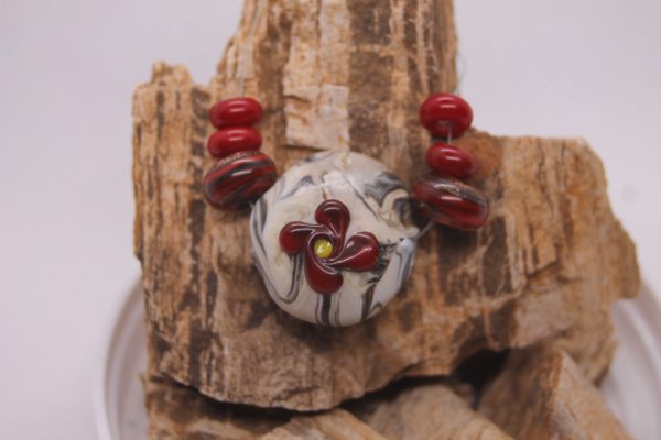 Green and Ivory with a Red Flower - Image 5
