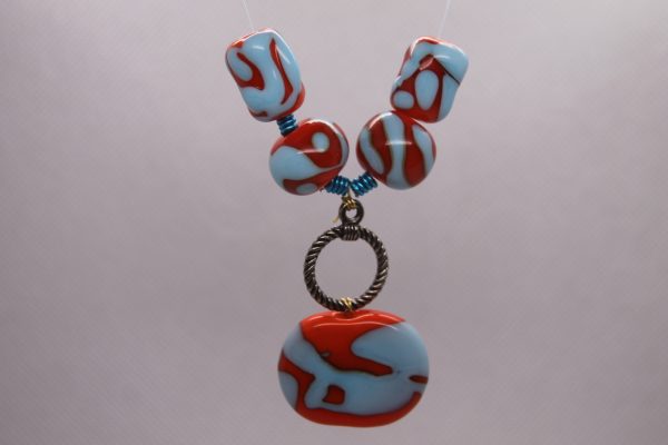 Bright Orange with Sky Blue on a 26" chain - Image 3