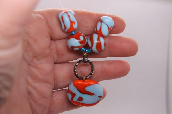 Bright Orange with Sky Blue on a 26" chain - Image 4