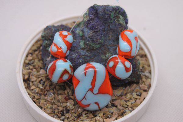 Bright Orange with Sky Blue on a 26" chain - Image 2