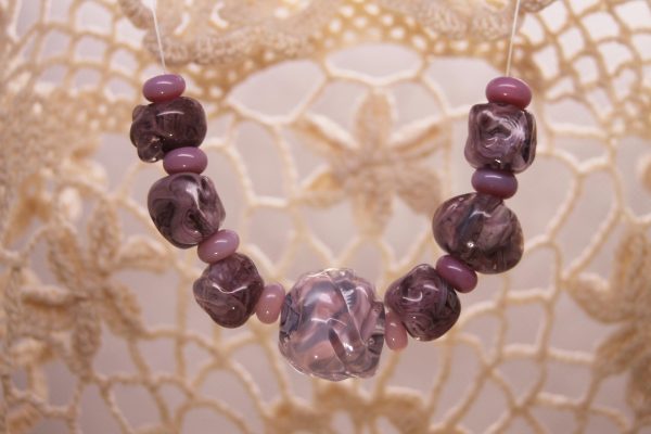 Opaque Purple Encased in Clear, 15 Beads - Image 2