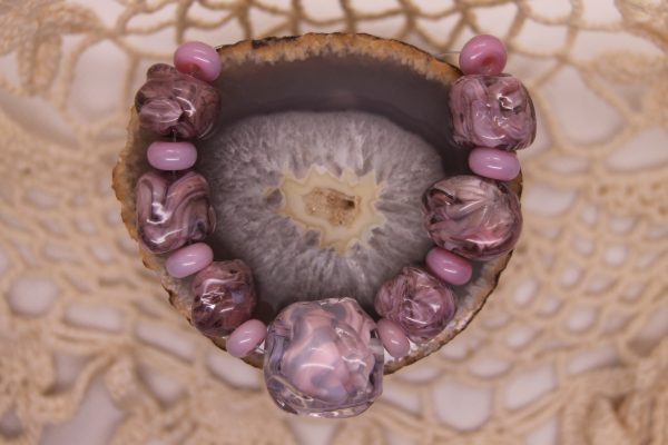 Opaque Purple Encased in Clear, 15 Beads - Image 3