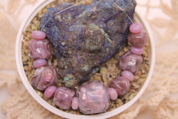 Opaque Purple Encased in Clear, 15 Beads