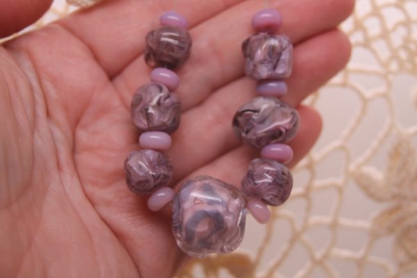 Opaque Purple Encased in Clear, 15 Beads - Image 4