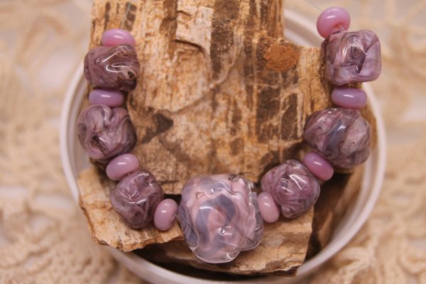 Opaque Purple Encased in Clear, 15 Beads - Image 5