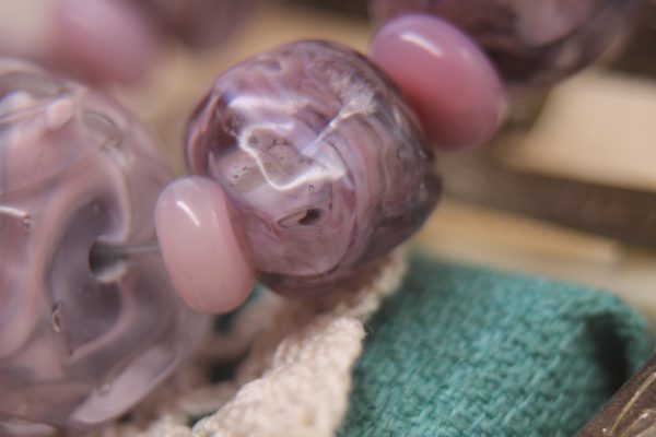 Opaque Purple Encased in Clear, 15 Beads - Image 6