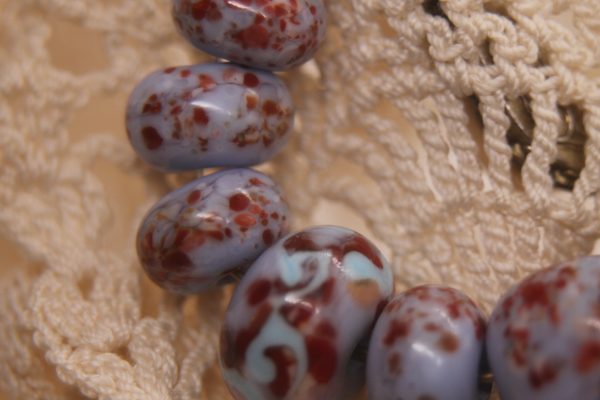 Periwinkle with Red Specks on a 24" chain with matching earrings - Image 2