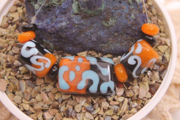 Black and Apricot Half-n-half with Sky Blue on a 24" cord - Image 2