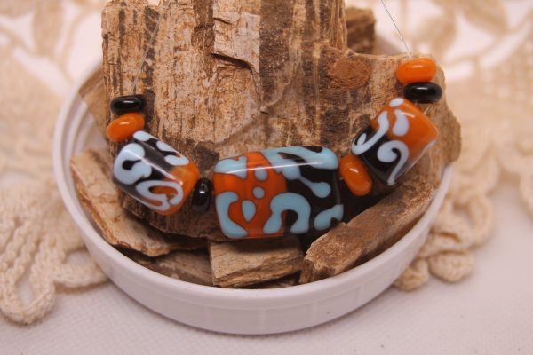 Black and Apricot Half-n-half with Sky Blue on a 24" cord - Image 4