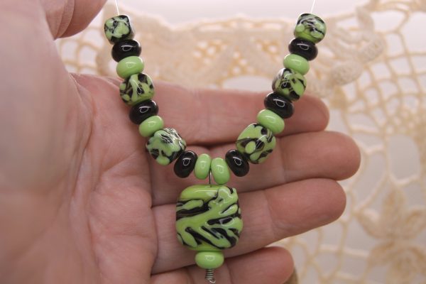 Pea Green and Black Textured