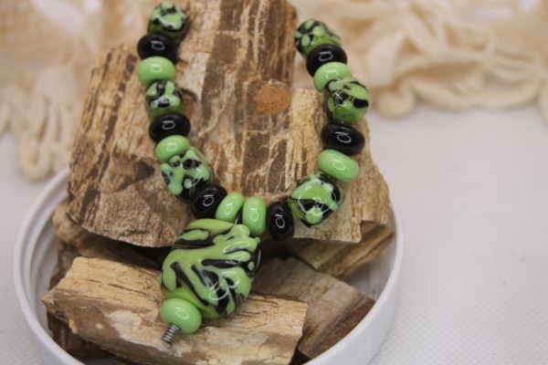 Pea Green and Black Textured - Image 2