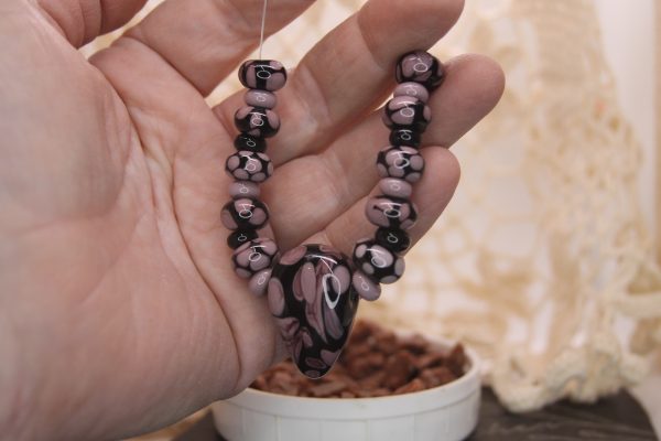 Black with Purple Spots on a 24" cord and matching earrings - Image 2