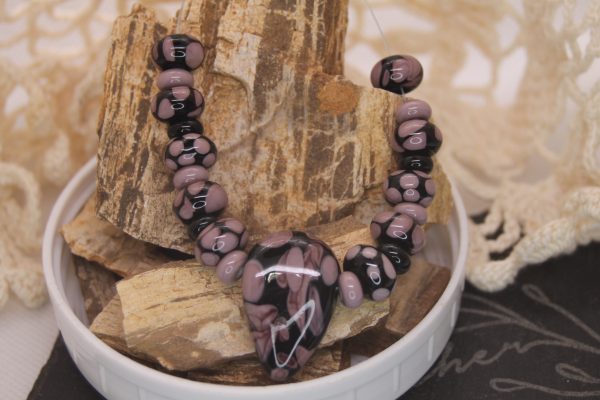 Black with Purple Spots on a 24" cord and matching earrings - Image 4