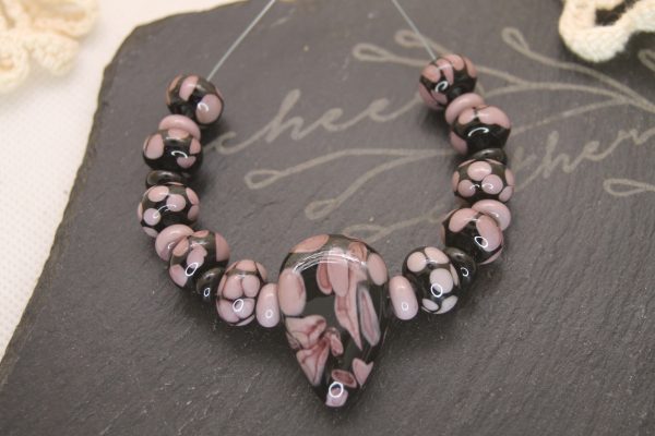 Black with Purple Spots on a 24" cord and matching earrings - Image 7