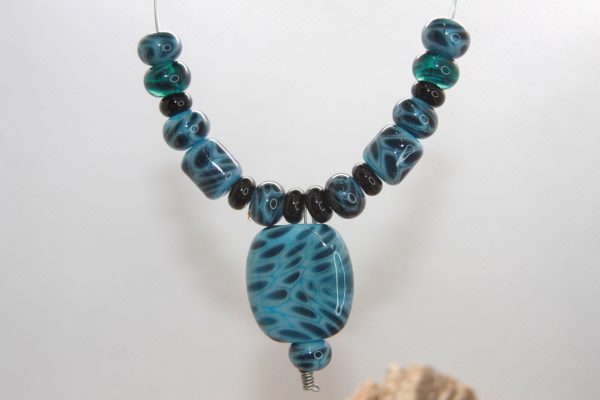 Opaque Sky Blue with Black Leopard Spots