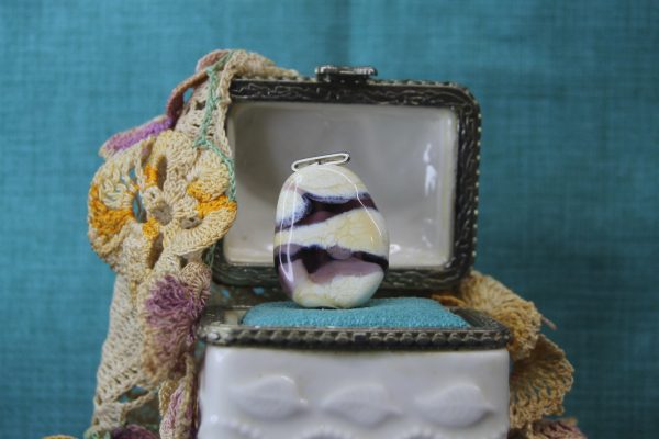 Transparent Violet with Curdled Ivory Focal Bead - Image 2