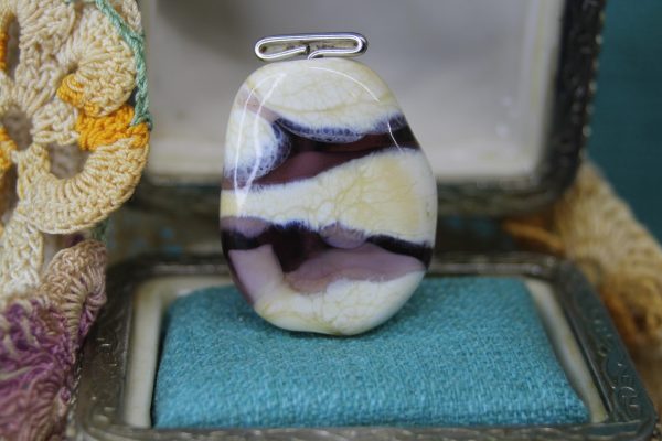 Transparent Violet with Curdled Ivory Focal Bead - Image 3