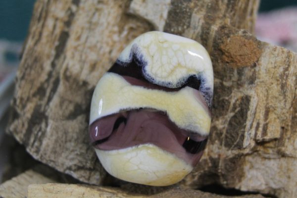 Transparent Violet with Curdled Ivory Focal Bead