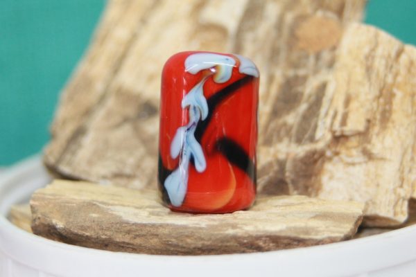 A Focal Bead of Red, Sky Blue and Black - Image 2