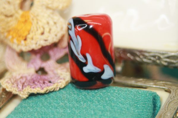 A Focal Bead of Red, Sky Blue and Black - Image 3