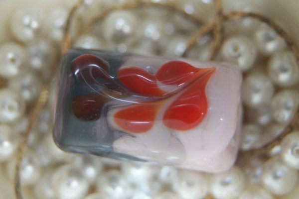 A Focal Bead of Pinks with a Splash of Red on a 26" cord - Image 2