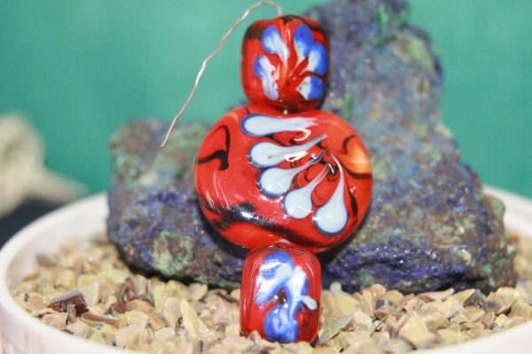 A Trio of Transparent Red with Sky Blue on a 24" braided cord - Image 4