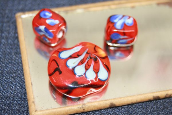 A Trio of Transparent Red with Sky Blue on a 24" braided cord - Image 5