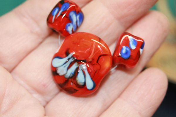 A Trio of Transparent Red with Sky Blue on a 24" braided cord - Image 6