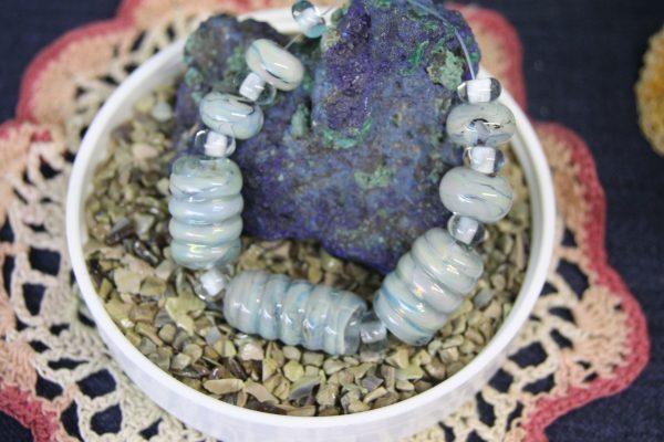 Blue and Green Shimmering Silver Glass