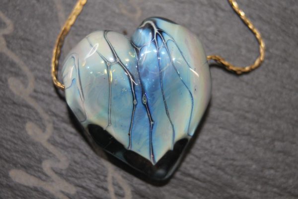 Shimmering Blue Heart with Veining