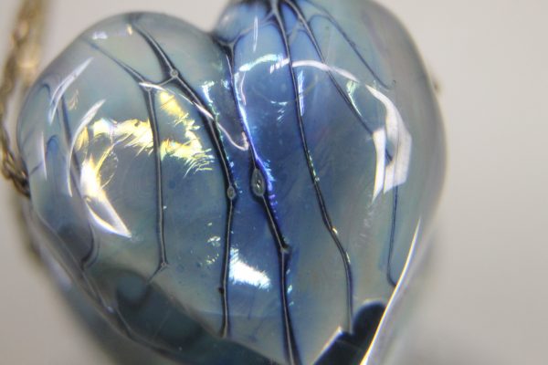 Shimmering Blue Heart with Veining - Image 2