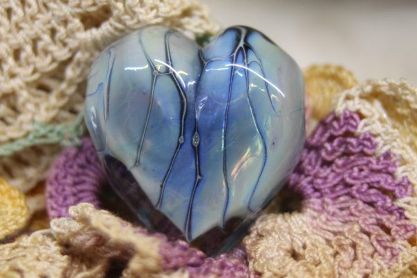 Shimmering Blue Heart with Veining - Image 4