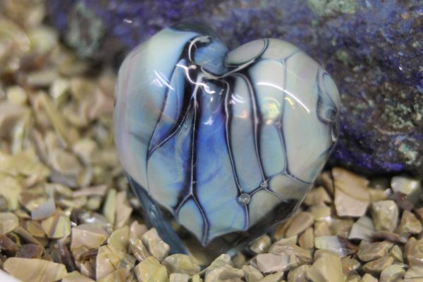 Shimmering Blue Heart with Veining - Image 5