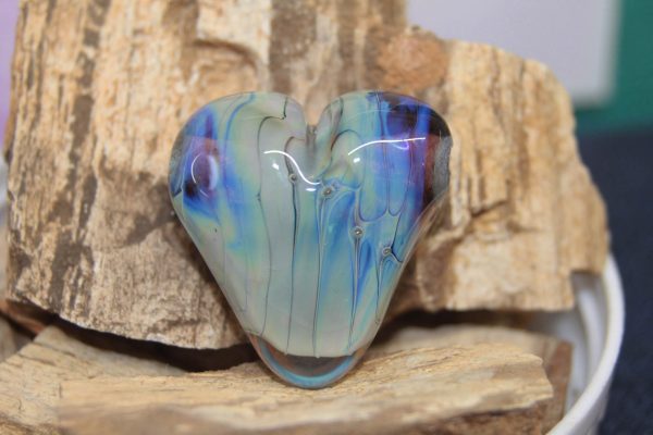 Shimmering Blue Heart with Veining Large