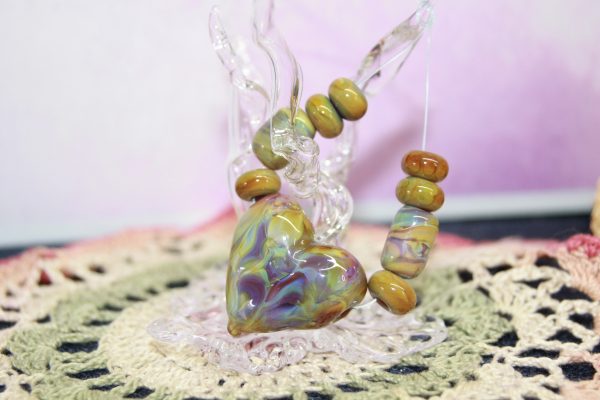 Heart Pendent with Accessory Beads on a 26" chain with matching earrings - Image 5
