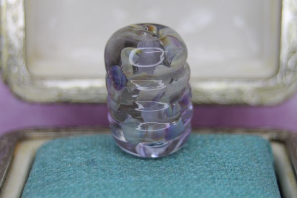 Textured Raku Frit Ribbed Barrel Focal Bead 1 - Image 3